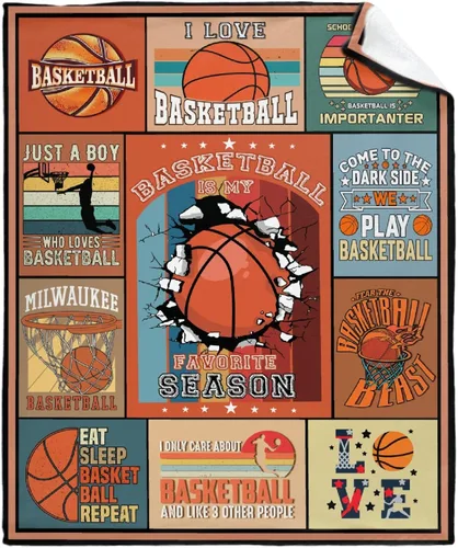 Manta de regalo de baloncesto para niños, hombres y niñas, juego de pelota deportiva con la frase "Basketball Is My Favorite Season", 40 x 50 El
