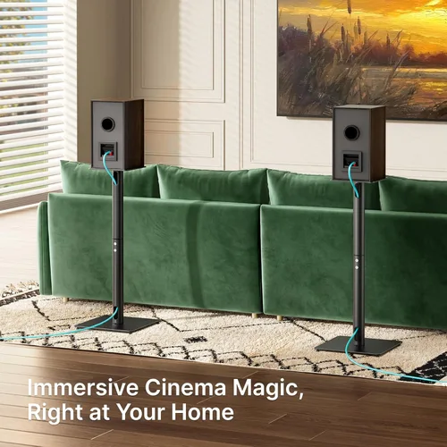 Miniatura 3 de Par de soportes para altavoces, altura fija de 30 pulgadas, capacidad de peso de 55 libras, base de 11.8 pulgadas, gestión de cables, soporte