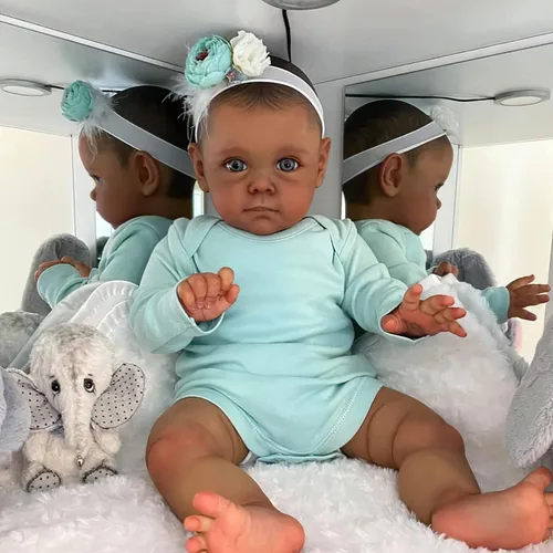 Miniatura 2 de TERABITHIA Muñecas de bebé recién nacidas realistas de 24 pulgadas con aspecto de bebé recién nacido afroamericano de pelo recién nacido, hechas