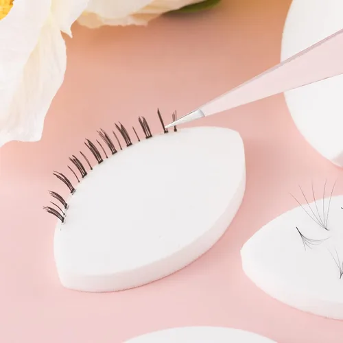 Miniatura 3 de OIIKI Esponja de práctica en forma de ojo – 10 esponjas de ejercicio de pestañas para principiantes – Suministros para extensiones de pestañas