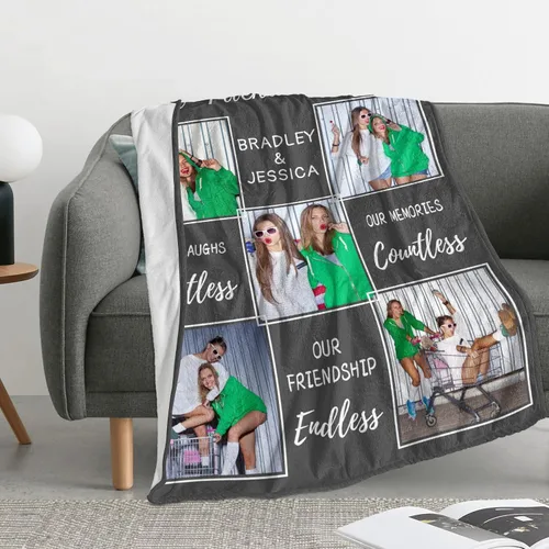 Miniatura 3 de Manta personalizada para mejor amiga con fotos, mantas personalizadas de amistad de larga distancia, regalos personalizados de cumpleaños