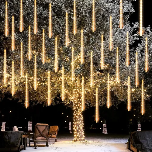 Miniatura 11 de Dazzle Bright 288 luces LED de Navidad, luces de lluvia de meteoritos de 11.8 pulgadas con 8 tubos, enchufe impermeable, luces de lluvia que caen