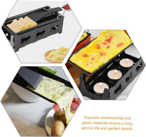 Miniatura 9 de BESTOYARD 1 juego de parrilla de queso de acero al carbono bandeja de hornear Raclette parrilla de mesa para queso a la luz de las velas de queso