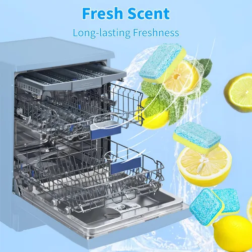 Miniatura 3 de Tabletas limpiadoras de lavavajillas, paquete de 24 potentes cápsulas descalcificantes y refrescantes, limpieza profunda para lavavajillas