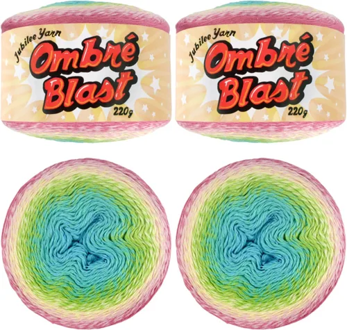 Miniatura 31 de JubileeYarn Hilo Ombré Blast - 220g/pastel Algodón Peso Bebé - Cripta de Hielo - 1 Pastel 119 Cripta de hielo