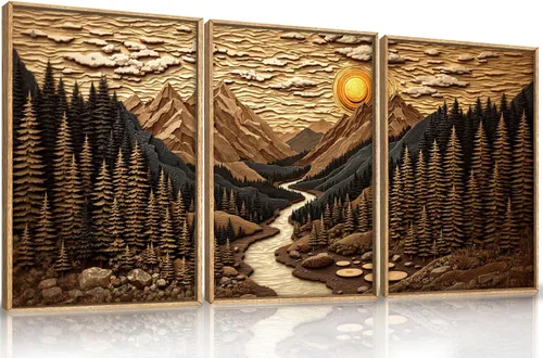 Miniatura 48 de HPINUB - Lienzo decorativo abstracto moderno para pared, juego de 3 impresiones artísticas enmarcadas, pintura de pared grande en blanco y negro, 16