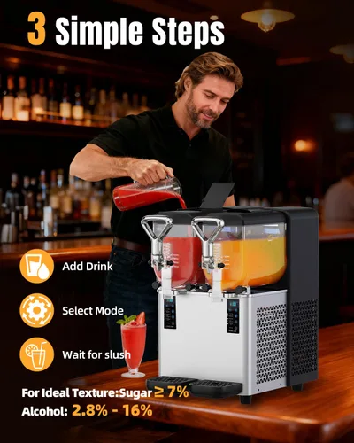 Miniatura 4 de Máquina de granizado de 4 litros x 2 tanques con luces LED, máquina de granizado de alta potencia de 400 W para uso comercial y doméstico,