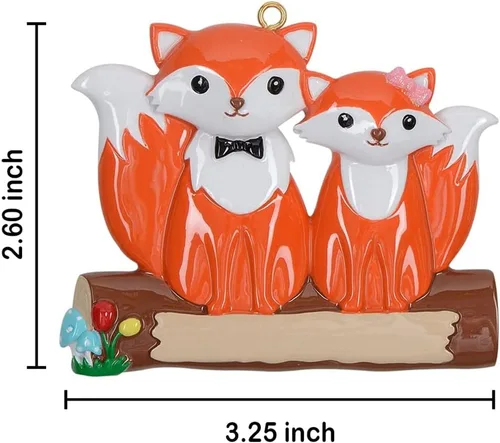 Miniatura 5 de Adorno de Navidad de la familia Fox 2026 – Adorno personalizado de zorro rojo para pareja, familia de animales del bosque, decoración de árbol
