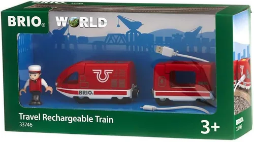 Miniatura 2 de BRIO World 33746 - Juego de tren recargable de viaje Juego de tren de juguete de madera de 4 piezas para niños pequeños Incluye cable de carga