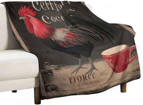 Miniatura 40 de Manta de microfibra suave y acogedora con diseño de gallo rústico en blanco y negro, suave y acogedora manta de microfibra para sofá, cama, oficina
