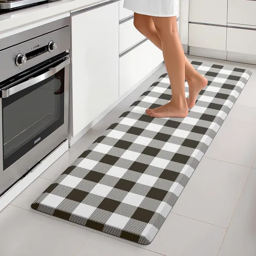 Miniatura 9 de MAYHMYO Tapete de cocina bohemio, antifatiga, étnico, acolchado, color naranja y azul, alfombras de cocina antideslizantes para cocina, suelo