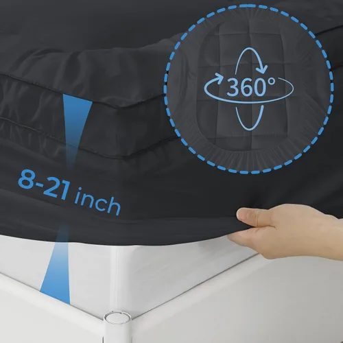 Miniatura 5 de YUGYVOB Cubrecolchón Twin - 800GSM Extra Grueso Refrescante y Transpirable Almohadilla de Colchón con Bolsillo Profundo de 8"-21" y Relleno Gris