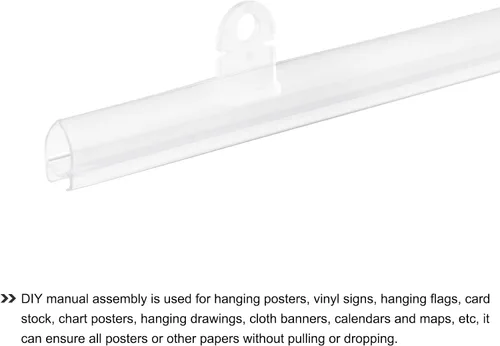 Miniatura 5 de MECCANIXITY Barra de tiras de PVC para colgar pósteres, 9.8 in, transparente, con clips para póster, mapa, juego de 4