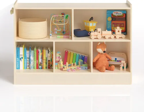 Miniatura 2 de Estante Montessori de madera, organizadores y almacenamiento de juguetes de 2 estantes, organizador de aula para niños, sala de juegos, guardería