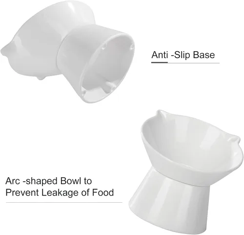 Miniatura 5 de Cuencos elevados desmontables para gatos, tazón elevado para comida de gatos inclinado 15° anti-vómito, amigable con los bigotes, platos ajustables