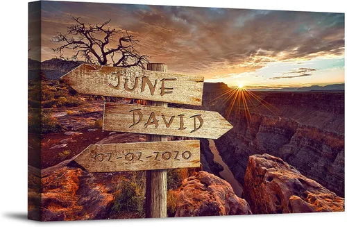 Miniatura 12 de Bosque Otoñal Foto o Impresiones en Lienzo Personalizadas Únicas con Nombres de la Pareja y Fecha Especial en Letrero, Regalo Perfecto