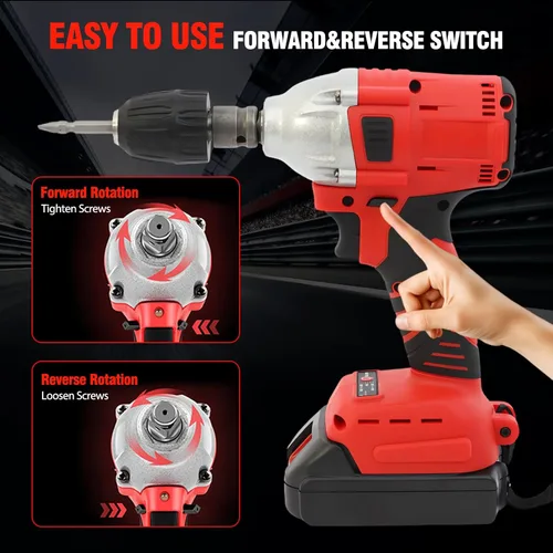 Miniatura 2 de ALSO GO Llave de impacto inalámbrica de 1/2 pulgada, pistola de impacto eléctrica de 450 N.m/330 pies, destornillador de impacto de alto par de 20
