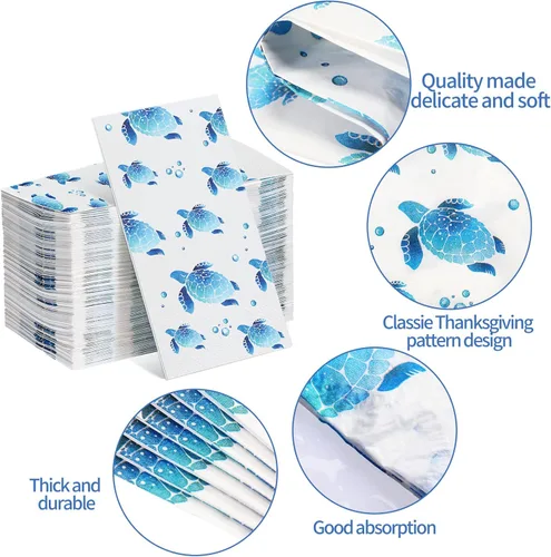Miniatura 3 de Yisong 100 toallas de mano desechables de tortuga, servilletas de papel para baño, invitados, toallas suaves decorativas, suministros de fiesta