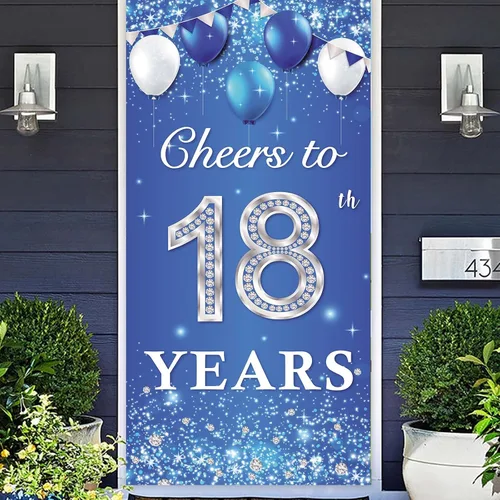 Miniatura 9 de Cartel de Cheers to 11th Years Happy 11th Birthday telón de fondo globos de cristal brillantes estrellas confeti decoración temática decoración