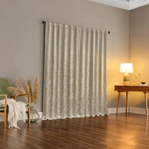 Miniatura 2 de Sun Zero Ambridge - Juego de 2 paneles de cortinas con pestañas traseras de aspecto plisado con diseño de hojas botánicas bordadas, 100 % opacas, 50