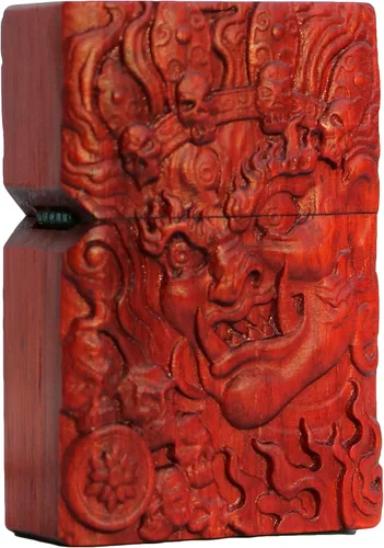 Miniatura 4 de Carcasa exterior de palisandro Huanghuali natural tallado para módulo Zippo (1000 brazos Avalokiteshvara de la diosa 3#)