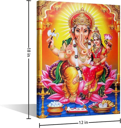 Miniatura 5 de TUMOVO Lord Ganesha - Decoración de pared Ganapati de Deidad india, cuadros impresos en lienzo, pósteres de pintura hinduismo cultural hindú