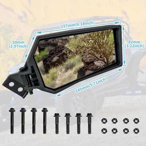 Miniatura 6 de Espejos laterales retrovisores para Polaris RZR XP 1000, espejos retrovisores laterales transparentes plegables ajustables para accesorios Polaris
