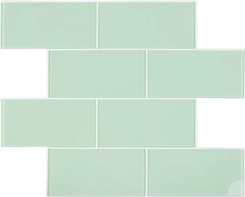 Azulejos de cristal para despegar y pegar, loseta en muro de vidrio verde para pared de cocina y baño (5 hojas, 5 pies cuadrados)