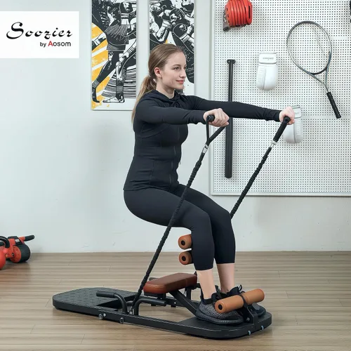 Miniatura 2 de Soozier - Máquina plegable de sentadillas sissy, máquina de empuje de cadera con soporte para flexiones y ruedas, equipo multiusos de entrenamiento