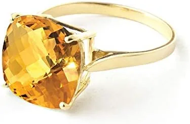 Miniatura 2 de Galaxy Gold GG Anillo de oro amarillo macizo de 3.6 quilates de 18 quilates con corte cojín citrino natural