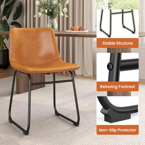 Miniatura 6 de REONEY Juego de 2 sillas de comedor, sillas de comedor sin brazos de piel sintética con respaldo, silla moderna de cocina comedor de 18 pulgadas