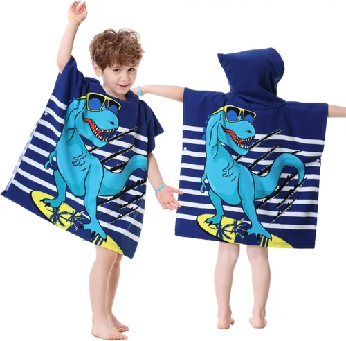 Miniatura 15 de Toalla de playa con capucha de microfibra ligera para niños, niños pequeños, baño / alberca / poncho de natación, encima del traje de baño.