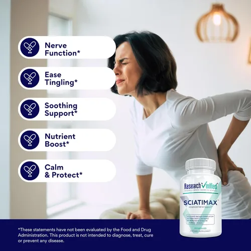 Miniatura 4 de Research Verified Sciatimax - Soporte para ciática y nervios con vitaminas B, magnesio, corydalis, boswellia y ácido alfa lipoico - 60 cápsulas