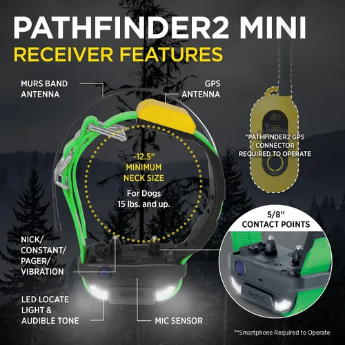 Miniatura 2 de Dogtra PATHFINDER 2 MINI Receptor adicional Perro GPS Tracker e Collar Luz LED Verde Sin tarifas mensuales Aplicación gratuita Impermeable