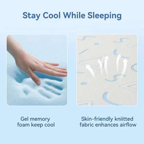 Miniatura 7 de Colchón individual de 5 pulgadas para niños, colchón de espuma viscoelástica de gel para un sueño fresco, firmeza media para aliviar la presión, sin