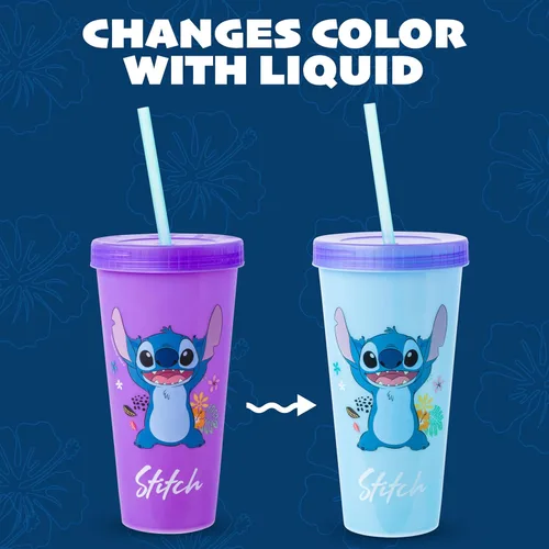Miniatura 12 de Silver Buffalo Disney Lilo and Stitch Tropical Poses - Paquete de 4 vasos de plástico que cambian de color, 24 onzas Poses tropicales de Lilo