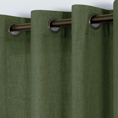 Miniatura 9 de KOUFALL Cortinas de lino azul piedra para dormitorio, 2 paneles de cortinas semitransparentes azul empolvado con ojales de bronce para sala