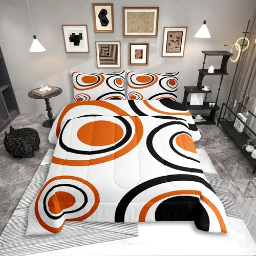 Miniatura 24 de Erosebridal Edredón Cuadrado para Niños y Niñas, Juego de Ropa de Cama Negro y Gris Blanco Azul Marino, Juego de Edredón Geométrico Completo