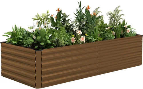 Miniatura 10 de NAVINE Cama de jardín elevada de 8 x 4 x 2 pies, macetas elevadas de metal grande, macetas para plantas al aire libre para verduras, flores