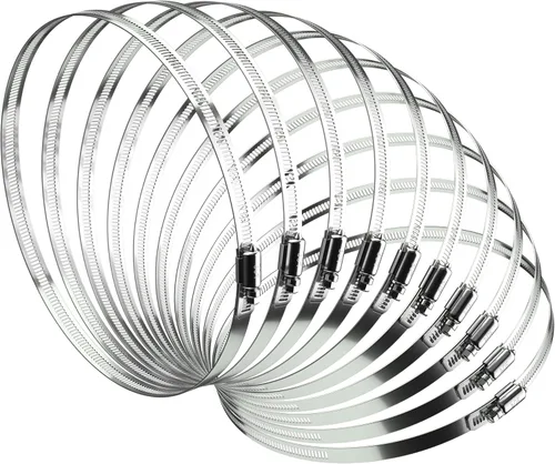 Miniatura 10 de Juego de abrazaderas de manguera - 10 piezas de abrazaderas de manguera de tornillo sin fin de acero inoxidable 304 de 3 pulgadas para línea