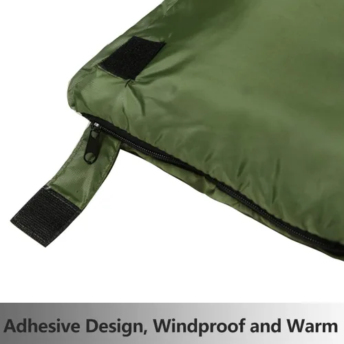 Miniatura 5 de Saco de dormir de 3 a 4 estaciones para adultos y niños, bolsa de camping ligera y cálida para clima frío con saco de compresión impermeable - Verde