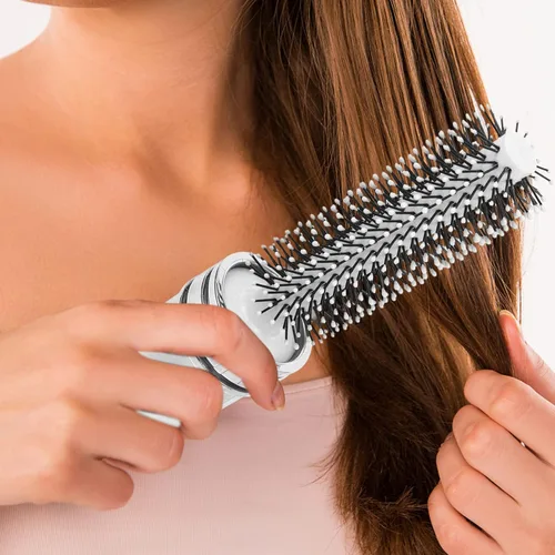 Miniatura 4 de Mini cepillo de peinado retráctil de cerdas redondas de secado por soplado y desenredado para el cabello, blanco