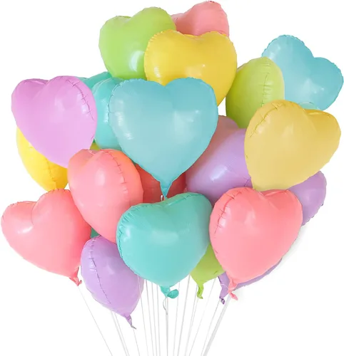 Miniatura 26 de 100 globos en forma de corazón de 5 pulgadas, globos de aluminio de Mylar de papel de aluminio para decoración de mujeres y niñas, día de San