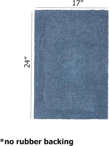 Miniatura 3 de COTTON CRAFT Lujosas alfombras de baño, juego de 2 alfombrillas reversibles y pesadas para suelo de baño, bañera y ducha, tapete de algodón puro