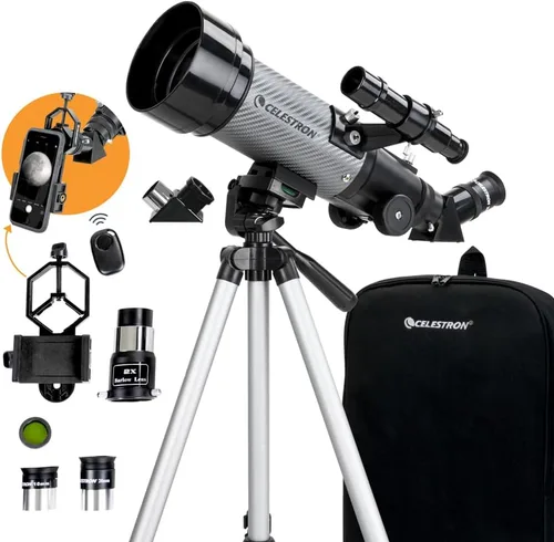 Celestron Telescopio de viaje 70DX portátil refractor – apertura de 70mm, óptica de vidrio totalmente recubierta – incluye adaptador de teléfono