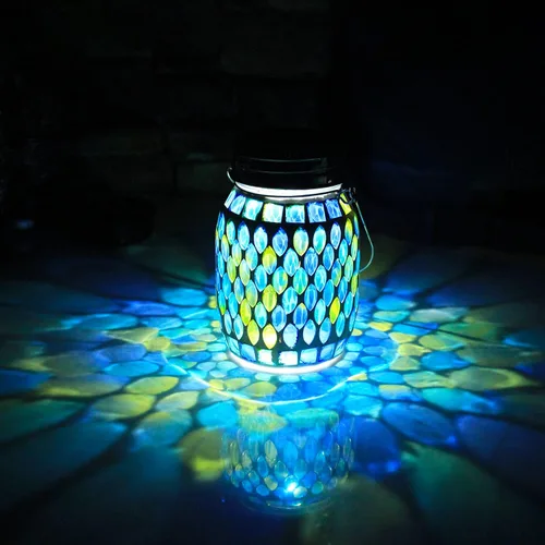 Miniatura 11 de Luces de Mosaico Linternas Colgantes de Exterior, Linternas Solares de Mosaico Recargables, Luces Nocturnas Solares Impermeables de Exterior