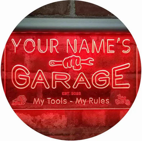 Miniatura 29 de ADVPRO personalizado: tu nombre, año de fundación, tema de garaje, cueva para hombres. Decoración con luz de neón LED de doble color, verde y Verde
