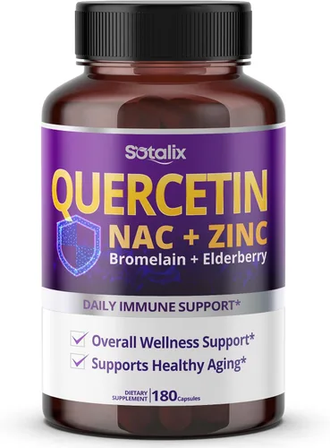 Suplemento de quercetina Sotalix, 98% de quercetina con bromelina, zinc, vitamina D3 y saúco, apoyo inmunológico, respiratorio y cardiovascular*,