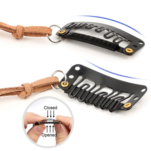 Miniatura 6 de MWOOT 6 pinzas para el pelo de plumas, extensiones de cabello bohemias hechas a mano con peine de clip, horquilla hippie bohemia, pluma, cuerda