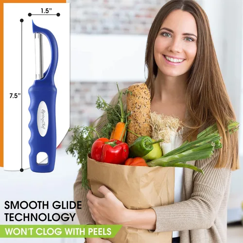 Miniatura 3 de Spring Chef Pelador de Verduras Giratorio Premium, Mango de Agarre Suave y Cuchillas de Acero Inoxidable Ultra Afiladas - Pelador de Cocina Perfecto